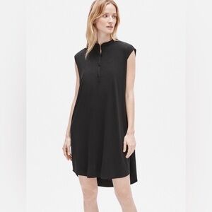 Eileen fisher Fine Jersey Mandarin Collar mini Dress Ladies size XS Black